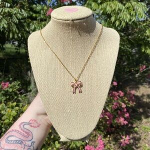 Gold Bow Pendant Necklace